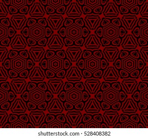 volume seamless pattern of floral ornament. vector illustration. black and red.