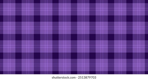 Volume seamless texture vector, beautiful textile fabric background. Cultural check plaid tartan pattern in violet and royal purple colors palette.