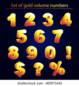 volume set of gold numerals on a dark background