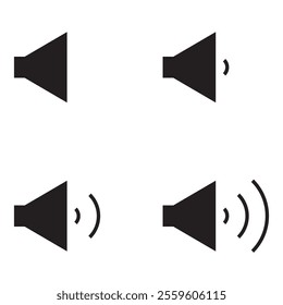 Volume set icon vector design illustration, mute volume,max volume illustration, loudspeaker vector design. 