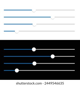 volume slider adjustment icon set, horizontal slider button set, vector illustration.