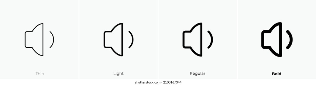 volume small icon. Thin, Light Regular And Bold style design isolated on white background