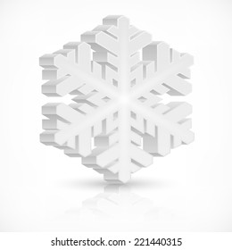 Volume snowflake isolated on white, vector illustration