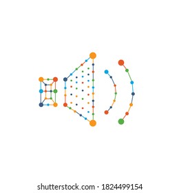 Volume Sound Audio colorful connected dots digital modern flat vector icon logo