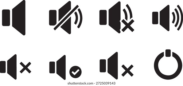 Conjunto de iconos de control de volumen y sonido aislado en Vector de fondo transparente