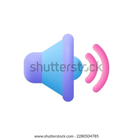 Volume sound control, loudspeaker. 3d vector icon. Cartoon minimal style.