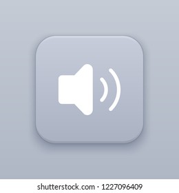 Volume, sound, gray vector button with white icon on gray background