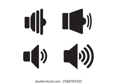 Volume sound icon vector silhouette isolated in white background