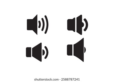 Volume sound icon vector silhouette isolated in white background