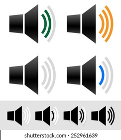 Volume, sound level indicator speaker symbols