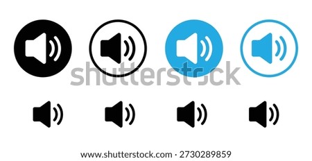 Volume Sound Speaker Icon Set - Audio Voice Music Button Vector Collection,Sound volume icons set vector illustration, Speaker Set Icon, Sound Icon, Volume level icons increases and decreases