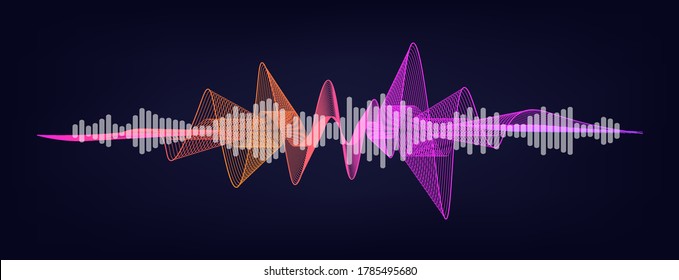 Volume sound wave with equalazer. Vector sound wave or voice assistant UI, UX, KIT, GUI. Microphone voice technology and sound recognition. Vector illustration