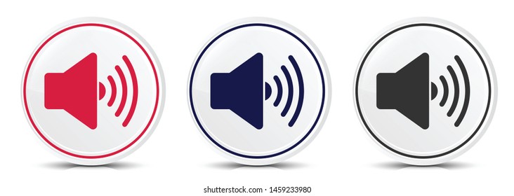 Volume speaker icon crystal flat round button set illustration design isolated on white background