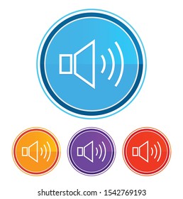 Volume speaker icon flat design round buttons set illustration design isolated on white background