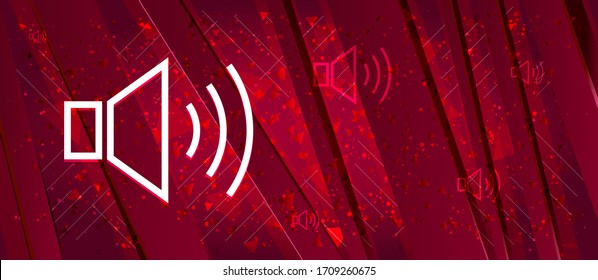 Volume speaker icon isolated on Abstract design bright red banner background