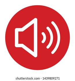 Volume speaker icon vector isolated on flat red round button illustration