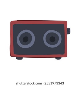 Dibujos animados de la música del altavoz del volumen. Portátil inalámbrico, Bluetooth fuerte, señal de música del altavoz del volumen envolvente de la calidad. Ilustración vectorial aislada del símbolo