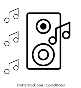Volume speaker outline vector icon. Bass woofer sign. Musical concept. Loudspeaker symbol. Flat simple line design illustration.