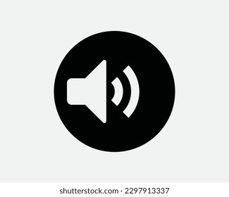 Icono de redondeo de sonido del altavoz de volumen. Símbolo de círculo de radio musical estéreo. Signo de anuncio del altavoz Megaphone Speech. Crítico gráfico vectorial digital