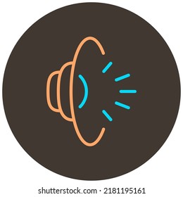 volume speaker two color icon outline on dark brown round background