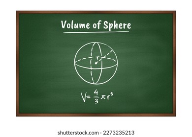 volume of Sphere geometry formula on green chalkboard vector