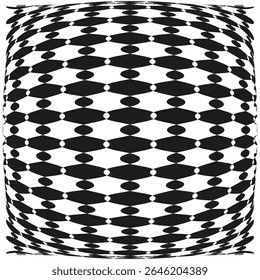 Ilusão da esfera volumétrica. Efeito de distorção verificado. Forma geométrica abstrata. Padrão óptico vetorial.
