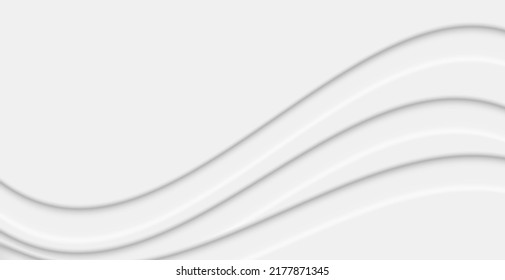 Volume stripes creating wavy curve, white 3d abstract background. Vector illustration
