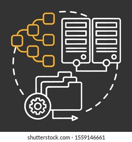 Volume testing chalk concept icon. Software development stage idea thin line illustration. Analyze system perfomance. Data increase. Flood testing idea. Vector isolated chalkboard illustration