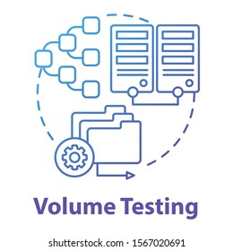 Volume testing concept icon. Software development stage idea thin line illustration. Analyze system perfomance. Data increase. Flood testing. App coding. Vector isolated outline drawing