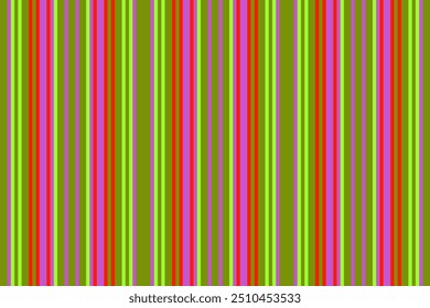 Volume textile background stripe, industrial fabric pattern seamless. Grunge vector vertical texture lines in lime and purple colors palette.