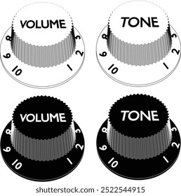 Volume and tone knobs for ST style electric guitar side view 