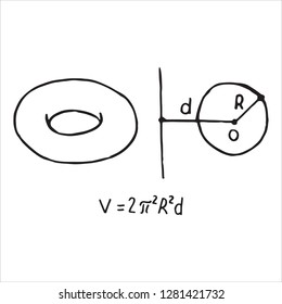 Volume of the Torus. Doodle vector illustration