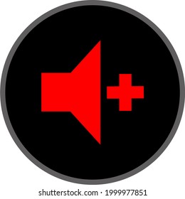 volume up, volume button red icon black background