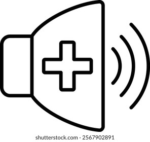 Volume Up vector icon. Can be used for printing, mobile and web applications.