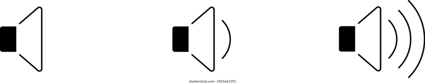 Volume vector icons that increases, reduces and mute icons sign symbols. A set of sound icons with different signal levels in a flat trendy style.