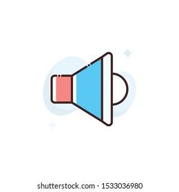 Volume vector illustration. Outline filled advertising and media icons.