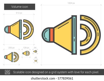 Icono de línea vectorial de volumen aislado en fondo blanco. Icono de línea de volumen para infografía, sitio web o aplicación. Icono escalable diseñado en un sistema de cuadrícula.