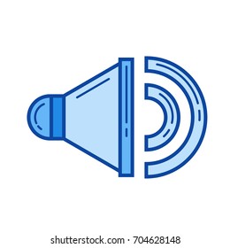 Volume vector line icon isolated on white background. Volume line icon for infographic, website or app. Blue icon designed on a grid system.