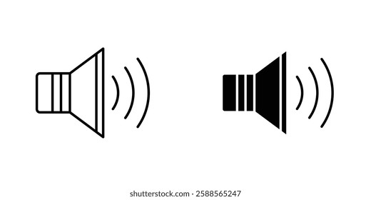 Volume vectors icons set in filled and strokes on white background