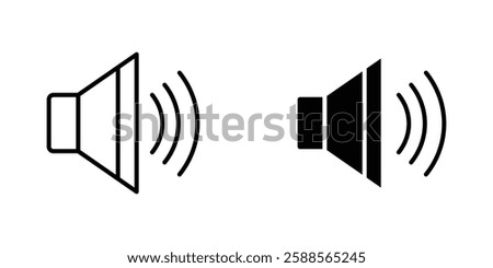 Volume vectors icons set in filled and strokes on white background