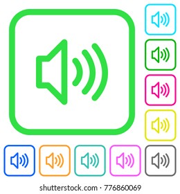 Volume vivid colored flat icons in curved borders on white background