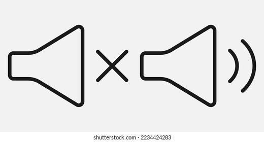 Control de voz por volumen activado fuera de símbolo silencioso. Ilustración vectorial. Eps 10.
