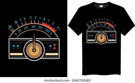 Volume VU Meter Vintage Audio Engineer Recording Studio Gear Head Musician Guitar Shirt T-Shirt Design- Music T-shirt Design
