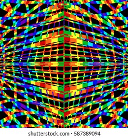 A volumed psychedelic background painted with rainbow colors. vector