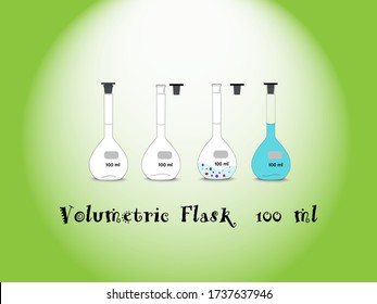 Volumertric Flask vector volume 100 ml for teacher, student and scientist.