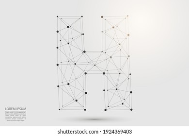 Volumetric 3D letters dark gray on a white background. Consist of triangles, circles, lines, points and spider webs. Vector illustration eps 10. 
