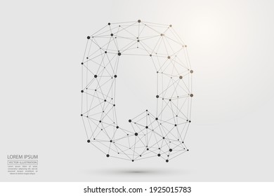 Volumetric 3D letters dark gray on a white background. Consist of triangles, circles, lines, points and spider webs. Vector illustration eps 10. 