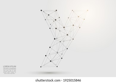 Volumetric 3D letters dark gray on a white background. Consist of triangles, circles, lines, points and spider webs. Vector illustration eps 10. 