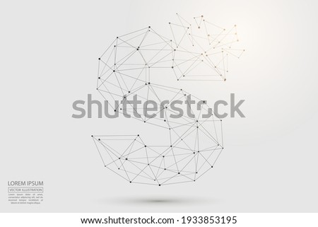 Volumetric 3D letters dark gray on a white background. Consist of triangles, circles, lines, points and spider webs. Vector illustration eps 10. 