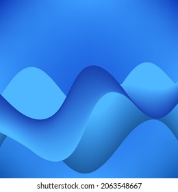 Onda 3D volumétrica en azul. Fondo vectorial. Elemento de diseño
